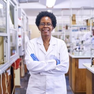 Scientist,,Lab,And,Portrait,Of,Black,Woman,With,Arms,Crossed